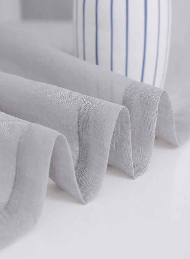 Anjee Grey Sheer Curtains 63 Inches Length Rod Pocket Window Treatment Linen Gauze Voile Drapes for Bedroom Living Room Kitchen, 52 x 63 Inch - Image 4